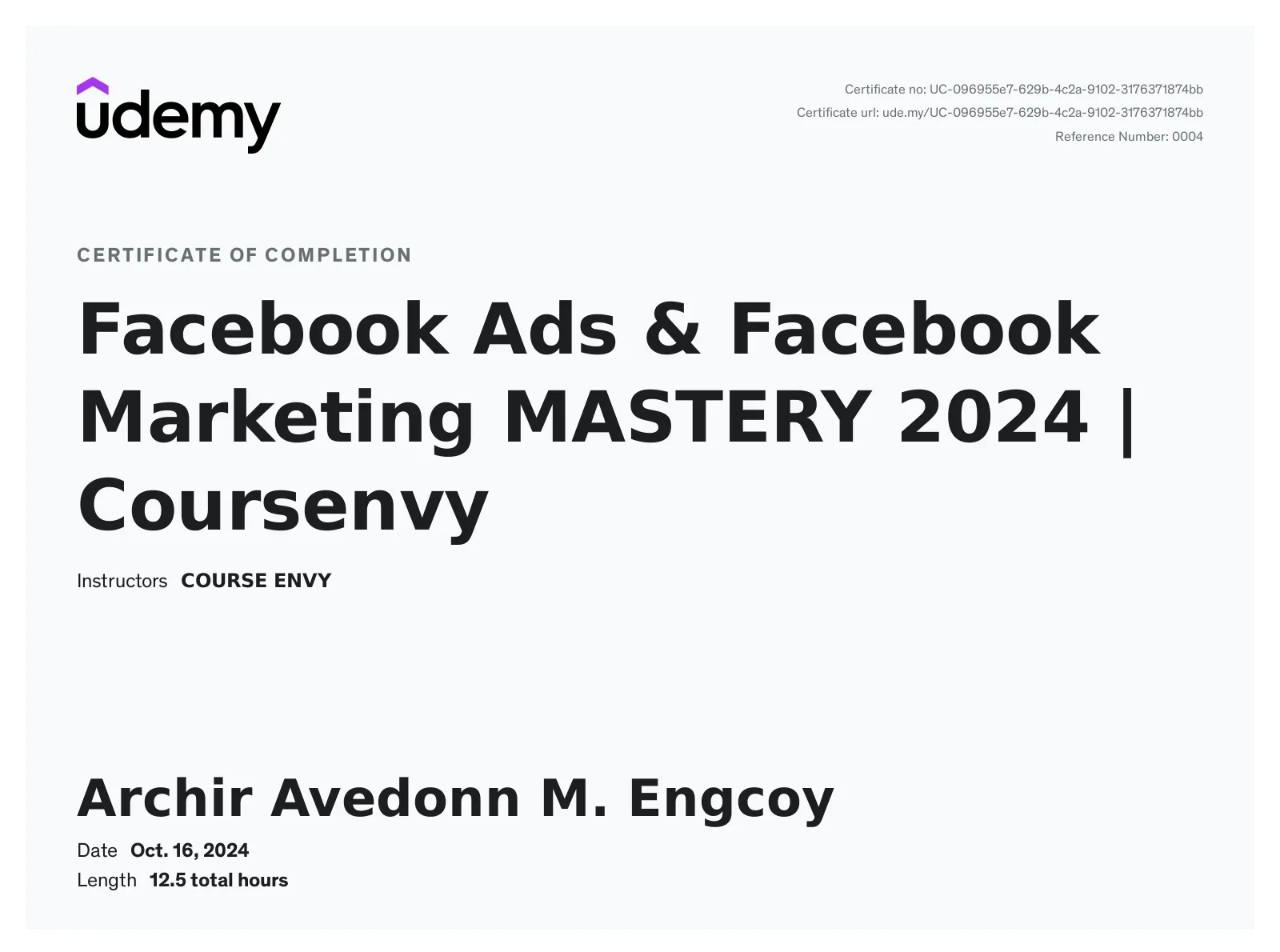 aaMe fb ads certificate