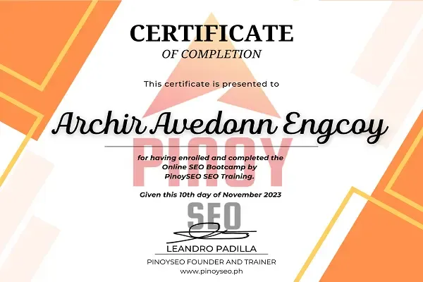 aaMe seo bootcamp certificate